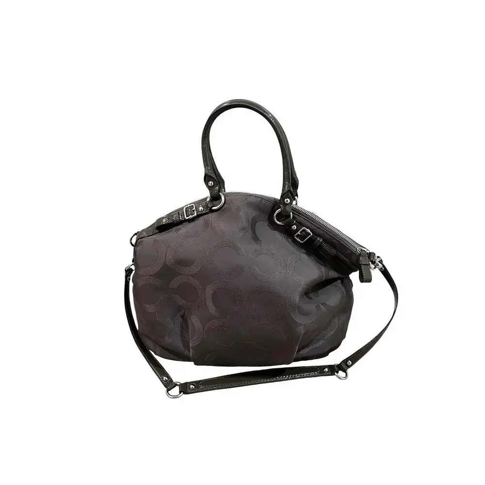 Coach Op Art Madison Lindsey Large Gray Handbag Satchel Tote
